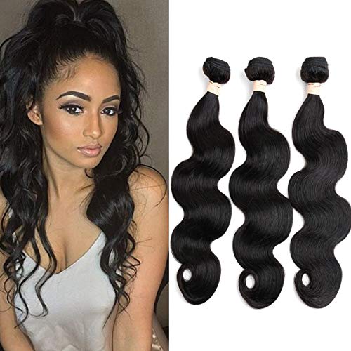 Beauhair 8A Peruvian Hair Body Wave 3 Bundles 18 20 22 inch Virgin Human Hair Weave Bundles Peruvian Virgin Hair Total 300g Natural Black