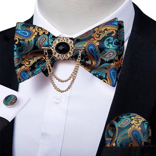 Corbata de moño ajustable para hombre paisley boda miniatura 3