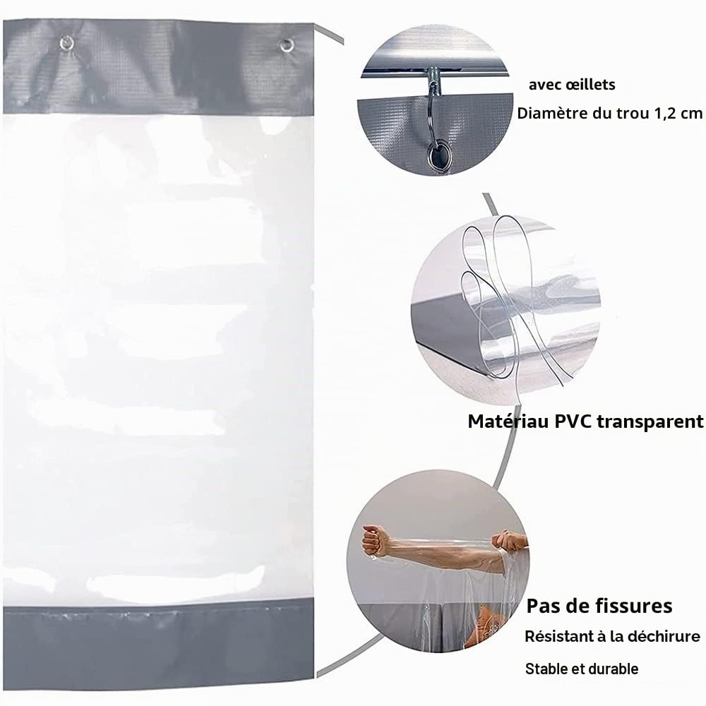 Rygcrud Extérieur Rideaux De Magasin Transparents, Séparation De Garage Vinyle PVC Bâche De Protection, Panneaux Latéraux pour Pergola pour Patio, Serre, Extérieur(2.5X2.5M/8.2x8.2FT)