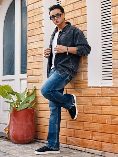 Image of Urbano Fashion Men's Stretch Fit Mid Rise Washed Bootcut Jeans Stretchable