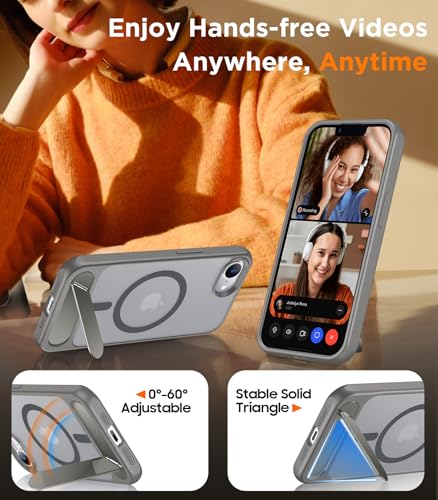 Image of Magnetic Compatible with iPhone 17e Case & iPhone 16e Case,[Built-in Invisible Kickstand][Compatible with MagSafe][Military Grade Shockproof] Slim Translucent Matte Case for iPhone 16e /17e 6.1 inch