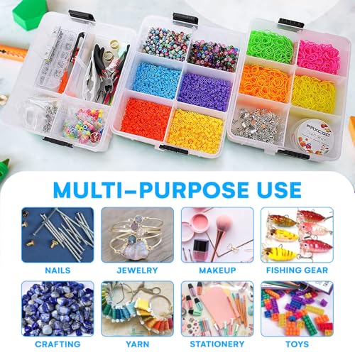 Image of Bins & Things 3-Tier Sewing Kit - Stackable Craft Storage Box with Dividers - Plastic Nail Polish Organizer, Storage Containers for Beads, Sewing Supplies and Art Organizers - Large
