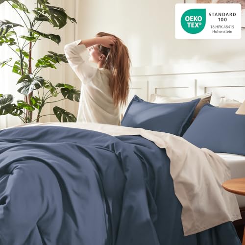 Image of Litanika Twin XL Comforter Set Slate Blue, 2 Pieces Extra Long Dorm Bedding Sets, Soft Down Alternative Comforter All Season Quilt Blanket