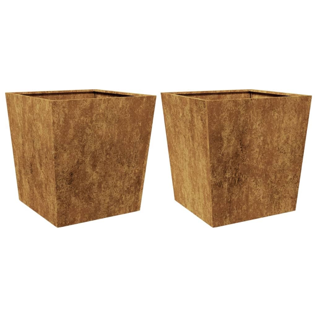 Jardinera de jardín de 2 piezas 50 x 50 x 50 cm de acero Corten, jardinera elevada, caja para plantas, resistente a la intemperie, bancal para el cultivo, hierbas, frutas, verduras y flores