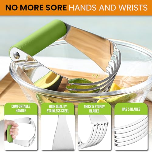 Image of Spring Chef Large Dough Blender For Baking - Durable Pastry Blender - Green