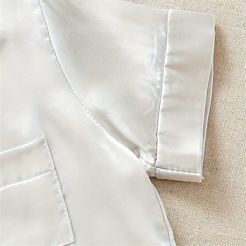 Kids Boys Girls Satin 𝐏a𝐣amas Toddler Solid Button Down Short Sleeve with Shorts 𝐒lee𝐩wear 2PCS Summer 𝐍𝐢ghtwear 𝐏𝐣s4