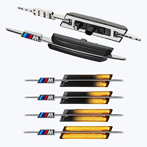 Gempro - 1 par de luces LED intermitentes laterales (intermitentes dinámicos), luces indicadoras de dirección (color ámbar) para coche B-M-W E90 E91 E92 E93 E60 E61 E82 E88, 3/5/1 Series