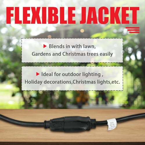 Image of EP 10FT Outdoor Extension Cord, 16 /3 SJTW Heavy Duty Black 2PK, ETL Listed