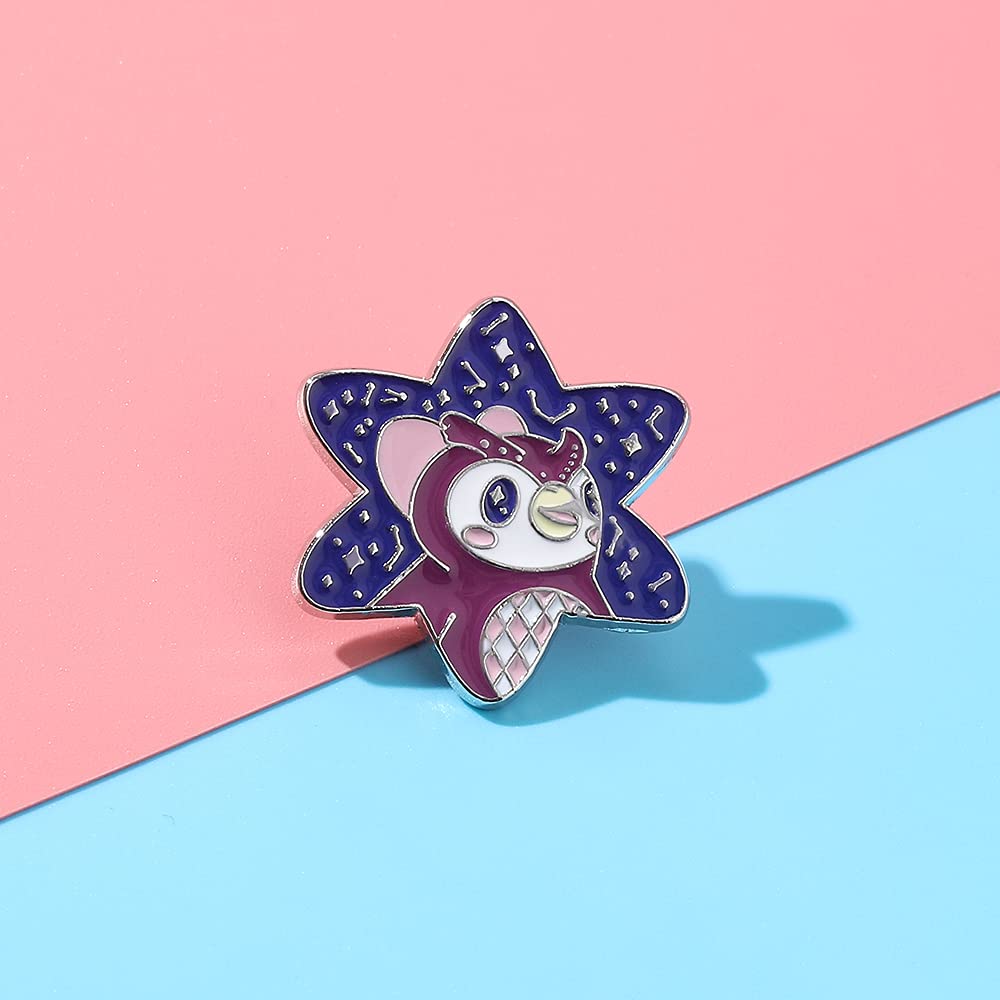 AnimalCrossing Game Series Enamel Pins, Cute Purple Owl Star Brooch Metal Lapel Pins Collection for Fans, Cartoon Owl Badges Pins for Backpack Bag Collection Gamer