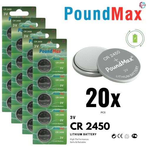 20 x 2450 CR2450 DL2450 ECR2450 BR2450 KCR2450 3V PoundMax Lithium Coin Cell Batteries