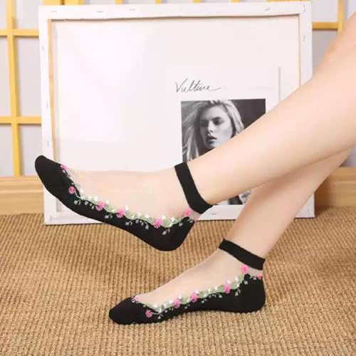 Image of Benefeet Sox Sheer Socks for Women Girls Mesh Ankle Socks Transparent Mesh Lace Sock Cute Thin Nylon See Through Sock