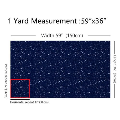 Feelyou Galaxy Upholstery Fabric by The Yard, Outer Space Starry Sky Outdoor Fabric by The Yard, Universe Twinkle Stars Decorative Fabric for Upholstery and Home DIY Projects, 1 Yard, Blue White