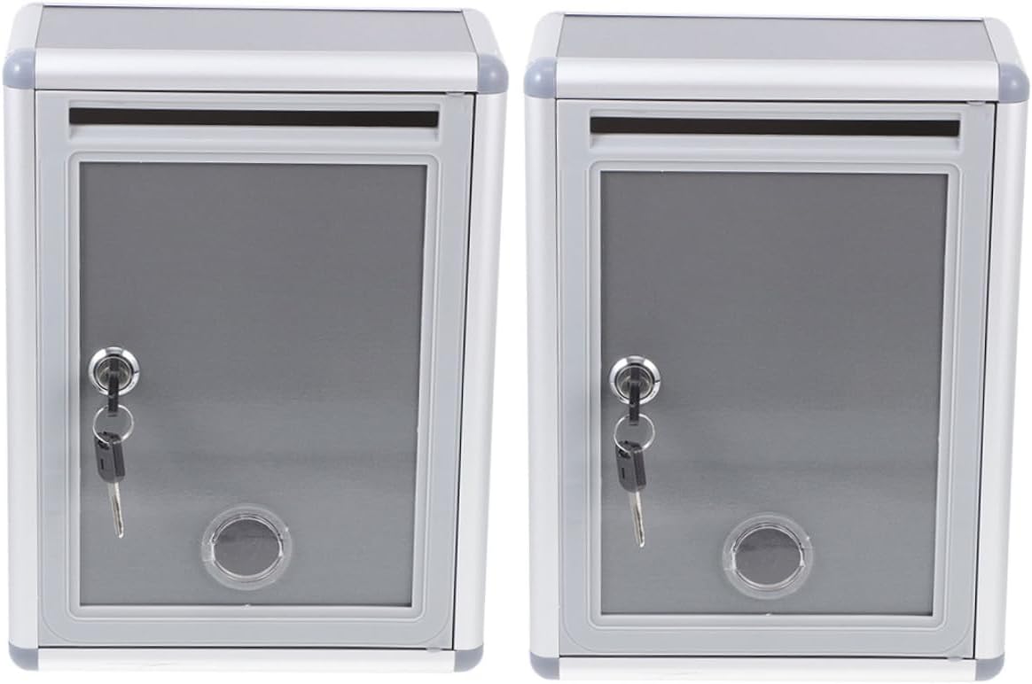 DOITOOL 2pcs Metal Wall Mount Mailbox Lock Suggestion Box for Office Ballot Box Slot Classic Design