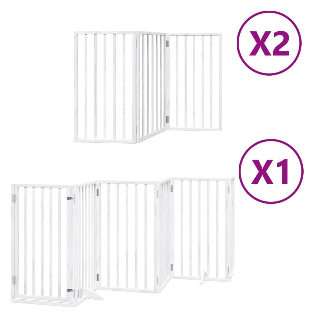 Homgoday Barrera para Perros,Barrera de Seguridad para Perros Mascotas,para Escaleras y Puertas Puerta de Perros Plegable 12 Paneles Madera álamo Blanca 600 cm