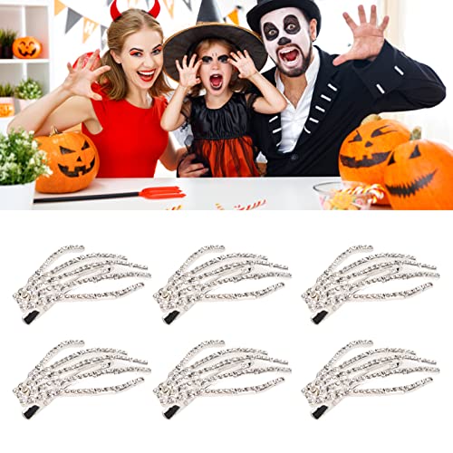 Zjchao Skeleton Claws Skull Hand Hair Clip Hairpin, Skeleton Hand Hair Clip Punk Rock Hair Accessories For Women Hair Barrette Claws For Halloween Party Cosplay Gifts (Silver) #TOP5