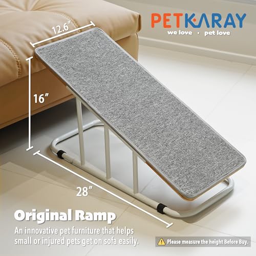 PETKARAY Dog Ramp for Bed, Indoor Pet Ramp for Couch, Dog Stairs for Small Medium Size Pet, Metal ramp and Anti-Slip Steps, 16" Fixed Height - Image 3