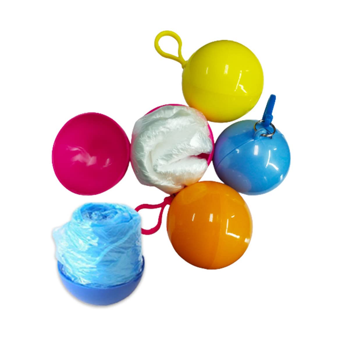 Dogmoon Lot De 10 Ponchos De Pluie Jetables D'urgence, Imperméables Emballés Dans Une Boule Porte-clés Avec Crochet, Poncho De Pluie Jetable Avec Capuche Pour Le Camping, Le Cyclisme Et Les Activités