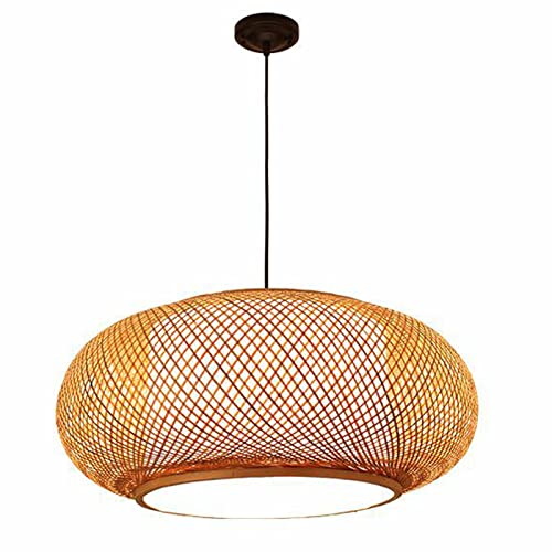 Abat-jour en rotin et suspension en bambou naturelle boisé D50cm