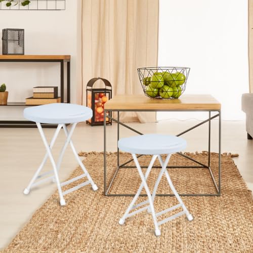 Image of COOZMENT Folding Stool with Handle, Folding Chair,Folding Bar Stool with Non-Slip Feet,Indoor and Outdoor Foldable Stool for Adults(13 inchx11.5 inchx18 inch)