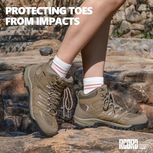 Image of R CORD Womens Hiking Boots Waterproof Slip-Resistant Cushioned Support Durable for Hiking, Travel, Rainy Days, Camping, and Outdoor Adventures