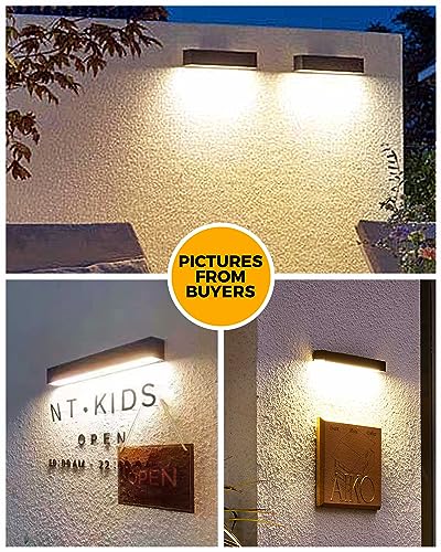 LUHLEE Solar Wall Lights - Modern Outdoor Solar Wall Lamps, Bright LED Wall Sconce for House, Yard, Deck, Garage, Front Porch