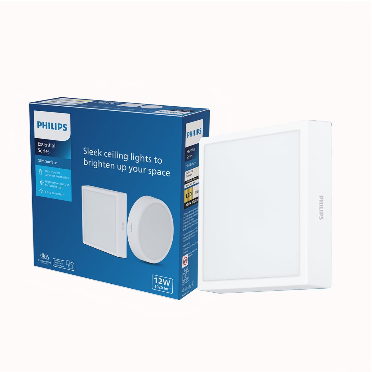 PHILIPS 12 Watt Square Slim Surface Ceiling Light | LED Downlighter for Both Normal & False Ceiling | Colour : Cool Day Light, Pack of 1-image-33