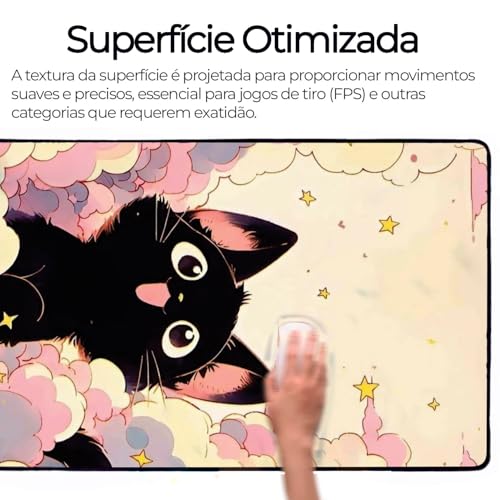 Novo Mouse Pad Gamer Deskpad Speed Extra Grande Borda Costurada Profissional Varios Tamanhos - Gatin