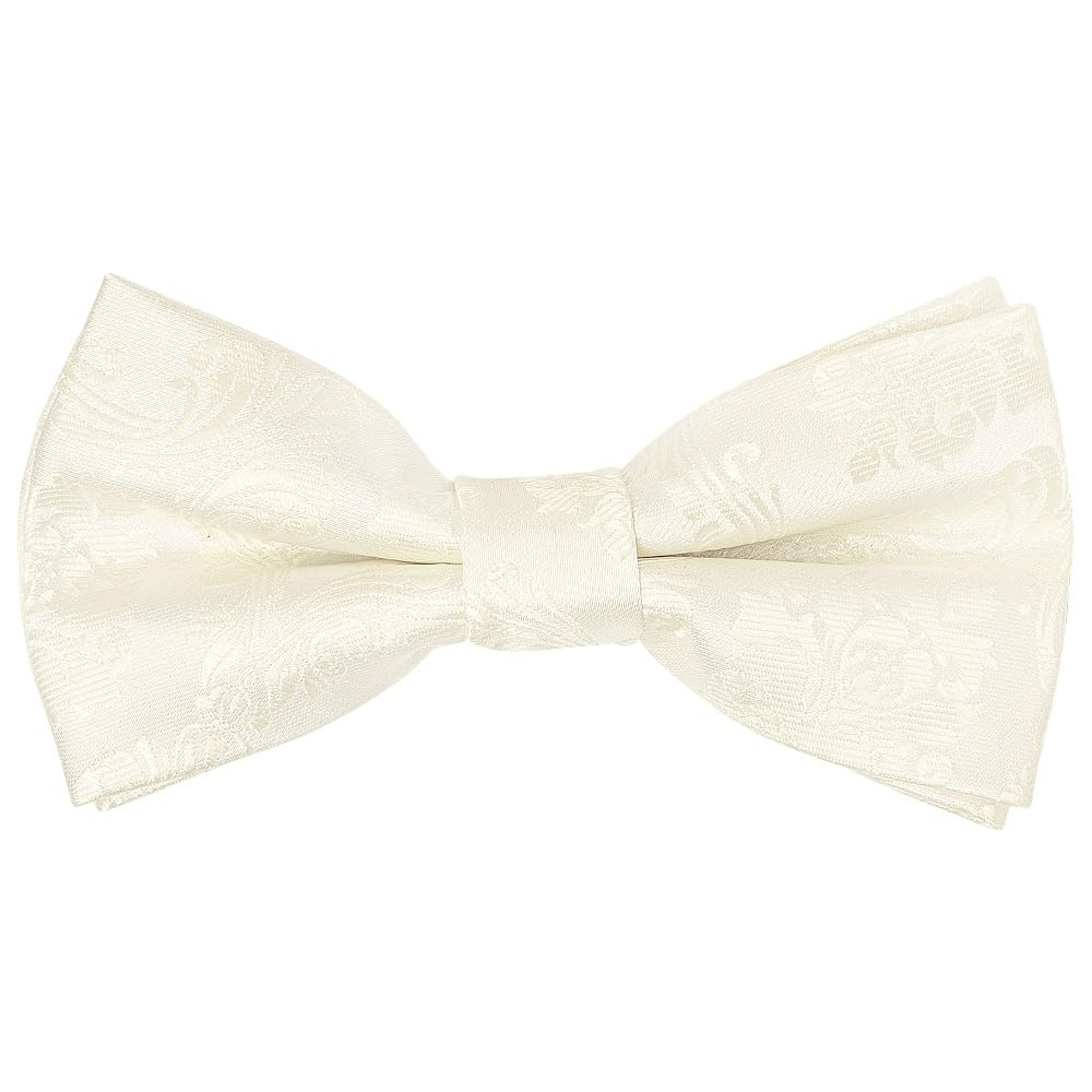 Ties R Us Boys Cream & White Pre Tied Ivory Paisley Bow Tie Age 18 Months-3 Years