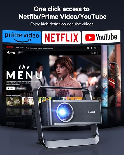 Polocsh Beamer 4K Unterstützt 1500 ANSI 1080P FHD Smart mit Auto Trapezkorrektur Elektrischer Fokus...