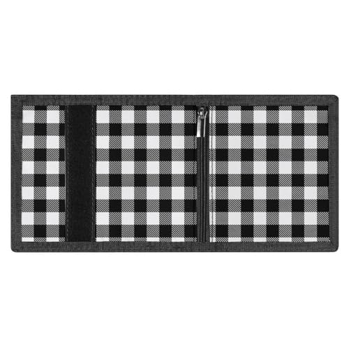 Black White Twill Stripe Plaid Print Wallet for Men, 8 Credit Card Holder Slim Minimalist Front Pocket Small Mens Bifold Wallets3
