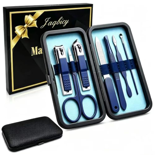 Image of Manicure Set Nail Clippers Grooming Kit with Travel Case, Personal Care Tools Birthday Fathers Mothers Day Gifts for Men Women (Blue)