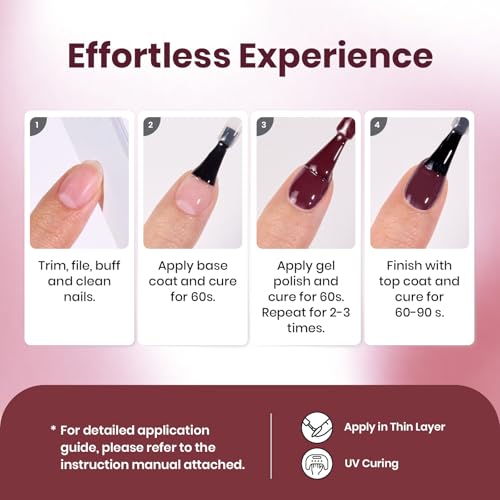 Image of beetles Burgundy Glitter Gel Polish - Cherry Mocha Red Wine Color Gel, 15ML Polish Soak Off UV LED Nail Art Starter Manicure Salon DIY at Home
