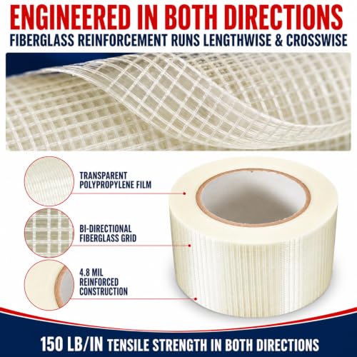 Image of GGR Supplies FIL-835B /D Bi-Directional Filament Tape, 12 Inch x 60 Yards