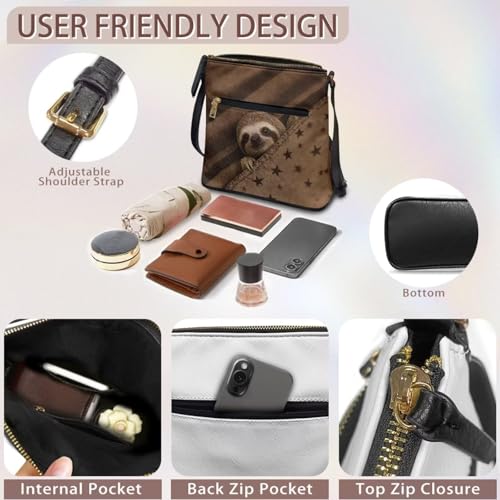 Image of Leather Women Crossbody Hobo Bag Satchel Purse Handbag with Adjustable Shoulder Strap and Zipper Pockets