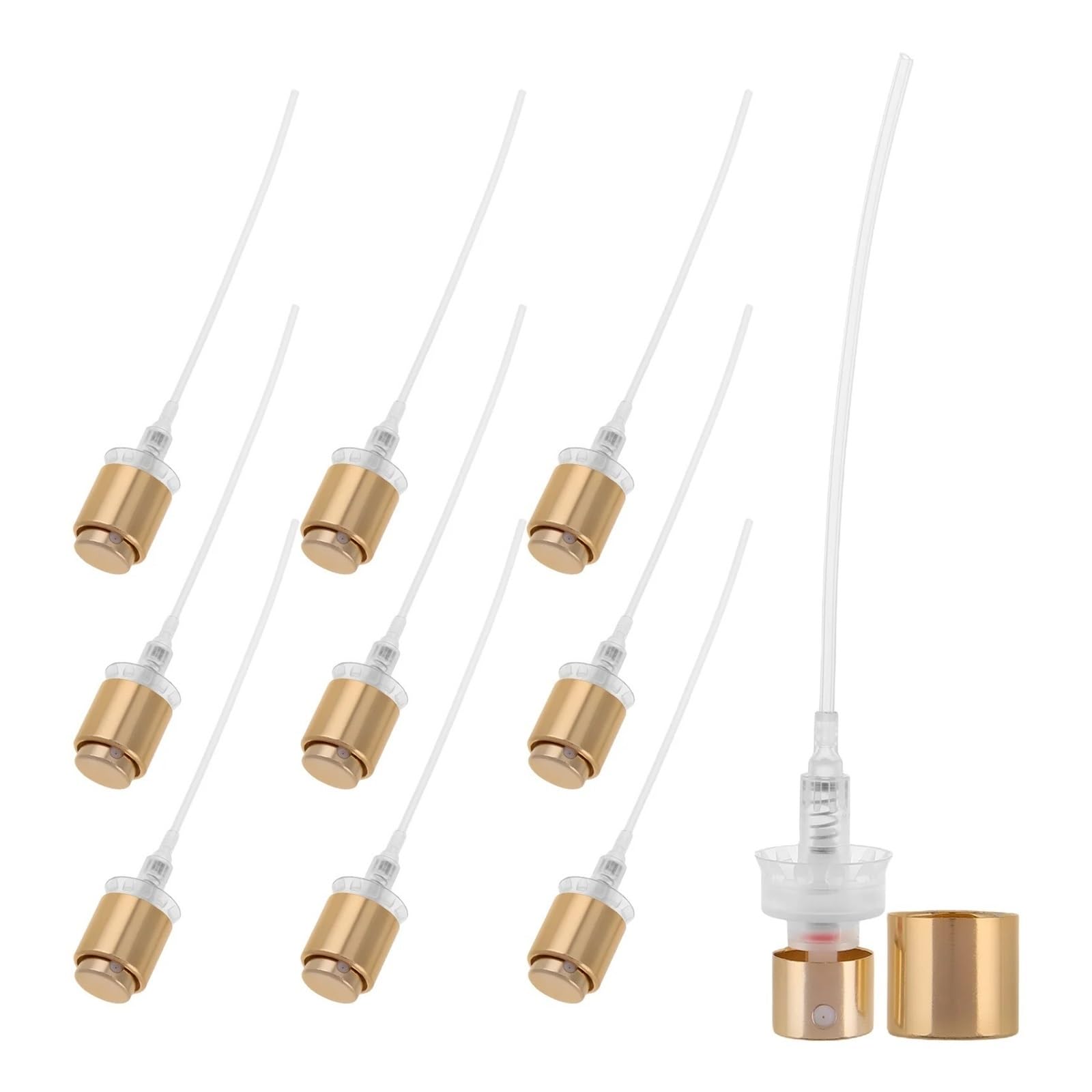 12 Pcs Nozzle Golden Spray Perfume Cap Bottle Head Plastic Clip Pump for Bottles
