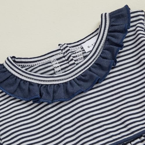 Toddler Girl Long Sleeve Dress Striped Print Ruffle A-Line Tunic Dresses for Party Casual Fall Winter Clothes3