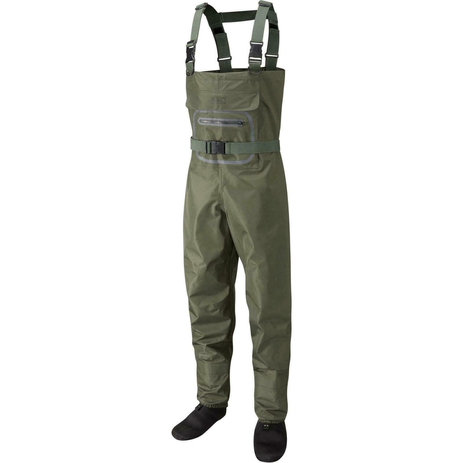 Leeda Olive Profil New Stocking Foot Breathable Fly Fishing Chest Wader. (X-Large)