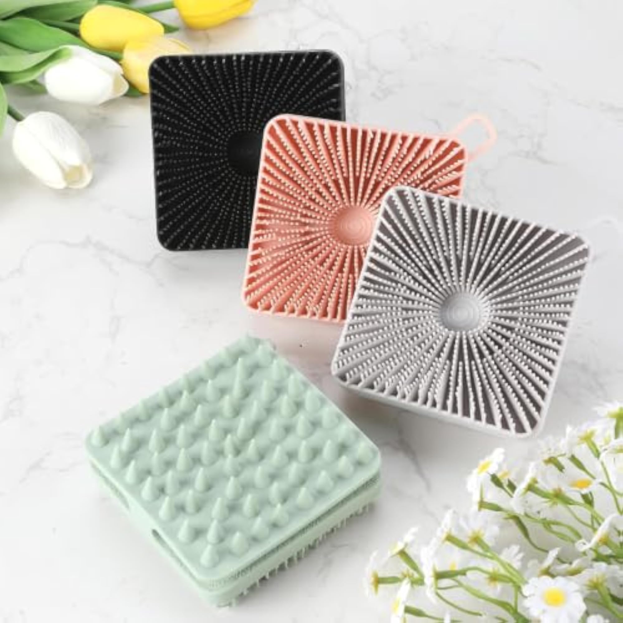 Silicone Body Loofah, Bath Brush with Handle