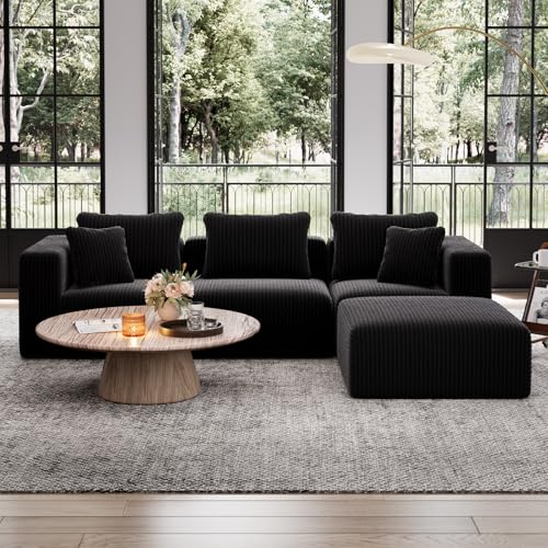 Image of Avenco 106-inch L-Shaped Modular Sectional Sofa Couch with Ottoman