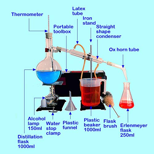 Nueva 1000 ml de vidrio de destilación de vapor para la extracción de aceite esencial de laboratorio de vidrio Kit de almacenamiento de termo espesado