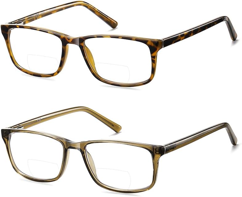 Kafirlo Anteojos de lectura bifocales para mujeres y hombres, parte superior transparente, bloqueo de luz azul, lectores de computadora, marco