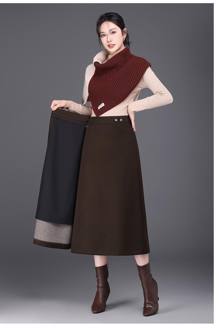 Langer Bleistiftrock Für Damen, Für Den Winter Und Herbst, Hohe Taille, Elegant, A-Linie, Vintage, Warme Wollmischung, Maxi-Wickelröcke Für Die Arbeit, Freizeit, Party