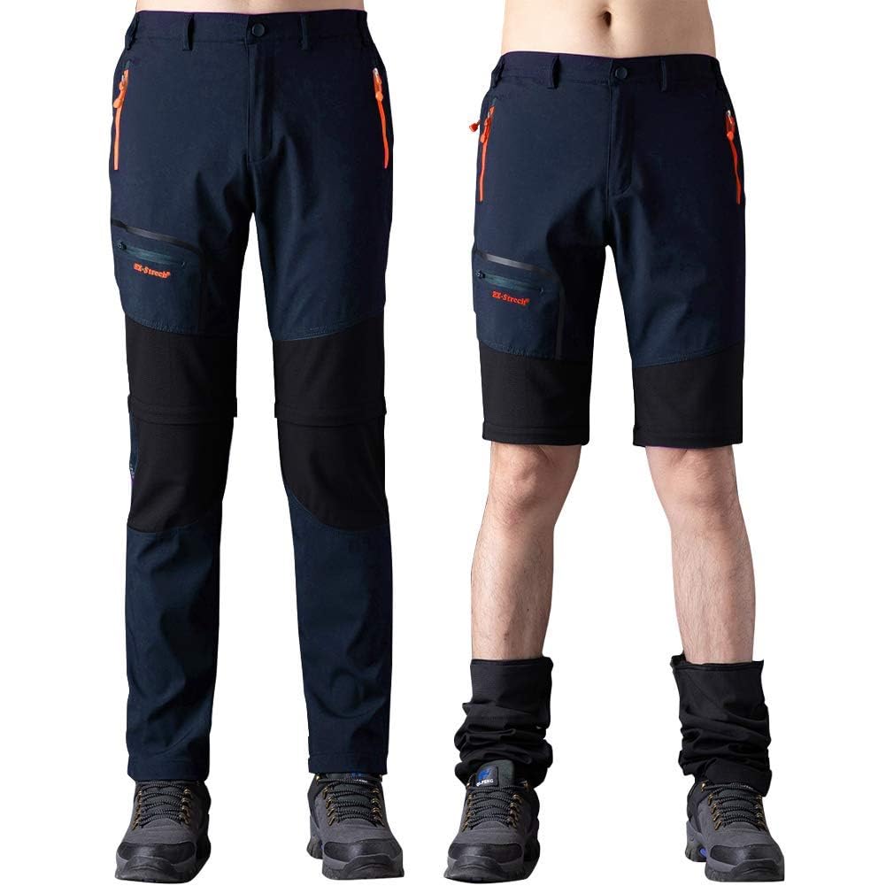 SANMIO Pantaloni Trekking Uomo Esterno Asciugatura Veloce Funzionali Leggeri Traspiranti Convertibile Pantaloncini Softshell Pantaloni da Arrampicata Casual - 2