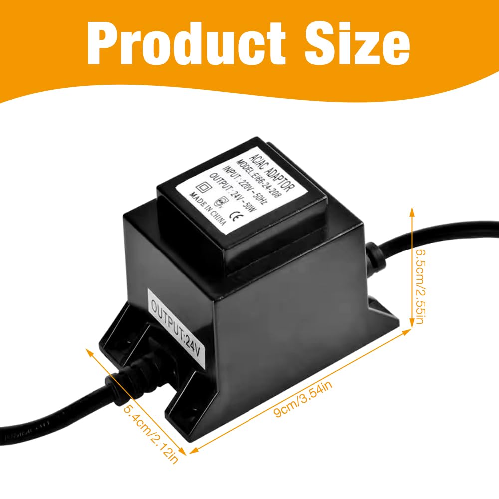 Trasformatore LED 24 V AC/AC,IP68 Impermeabile Trasformatore per Illuminazione LED e Pompe per Laghetto
