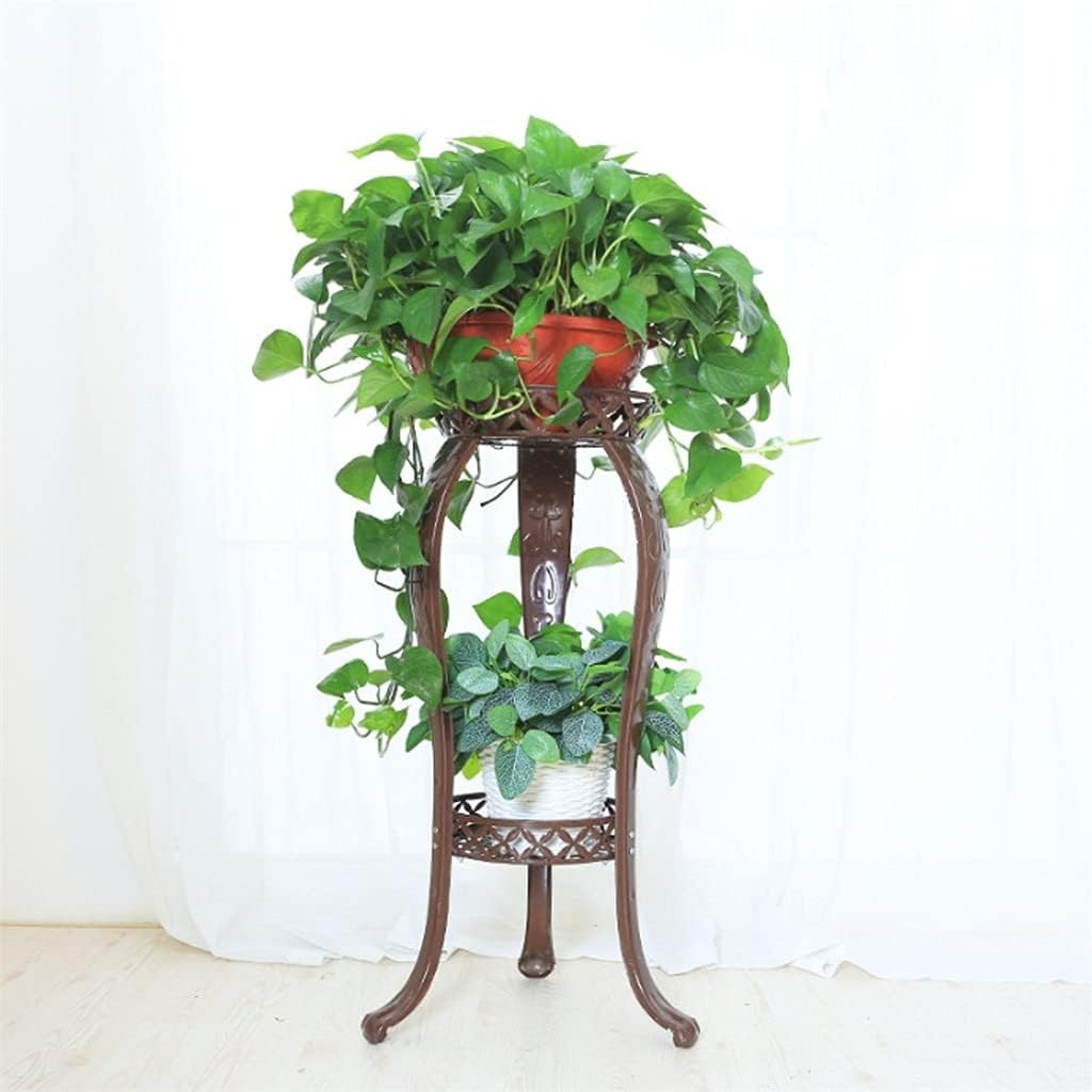 2-layer Metal Pot Stand Plants Stand Rack Indoor Outdoor Pot Holder For Living Room Balcony Garden(D)