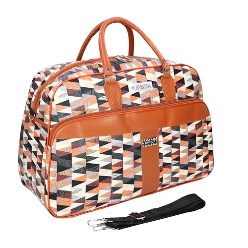 Image of Ayaha Large Travel Duffle Bag, Air Bag for Men and Women Cabin Luggage Bag Weekender Stylish Travel Bag with Detachable Shoulder Strap 47 litres (TB-10-Coffee)