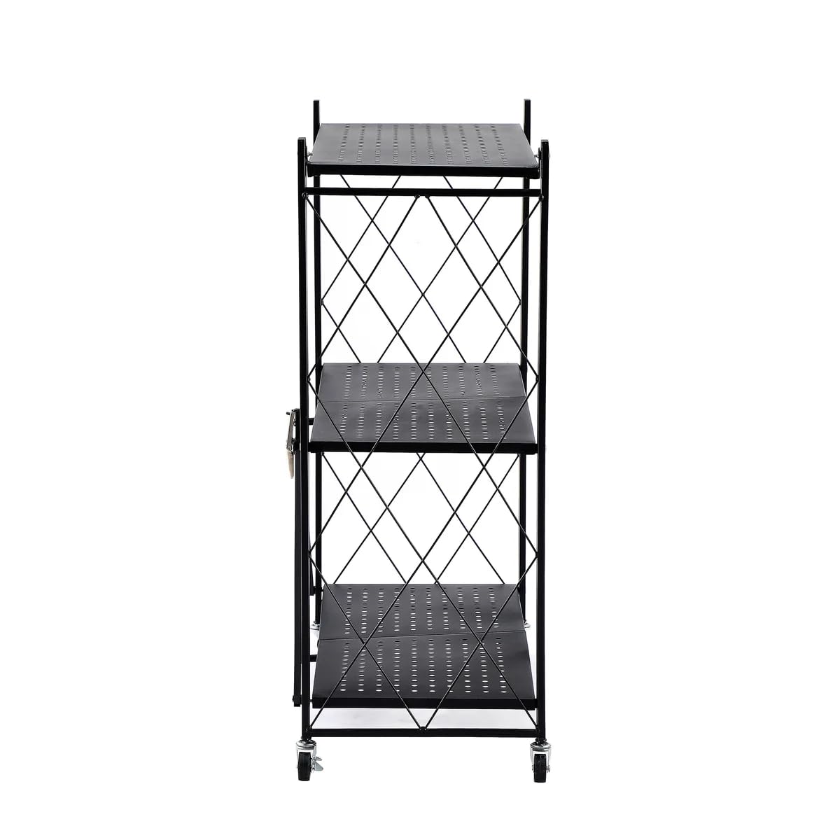 J&V TEXTILES Scaffale pieghevole con ruote, scaffale pieghevole in metallo, per libri, cucina, dispensa e armadio, decorazione per ufficio (3 livelli)