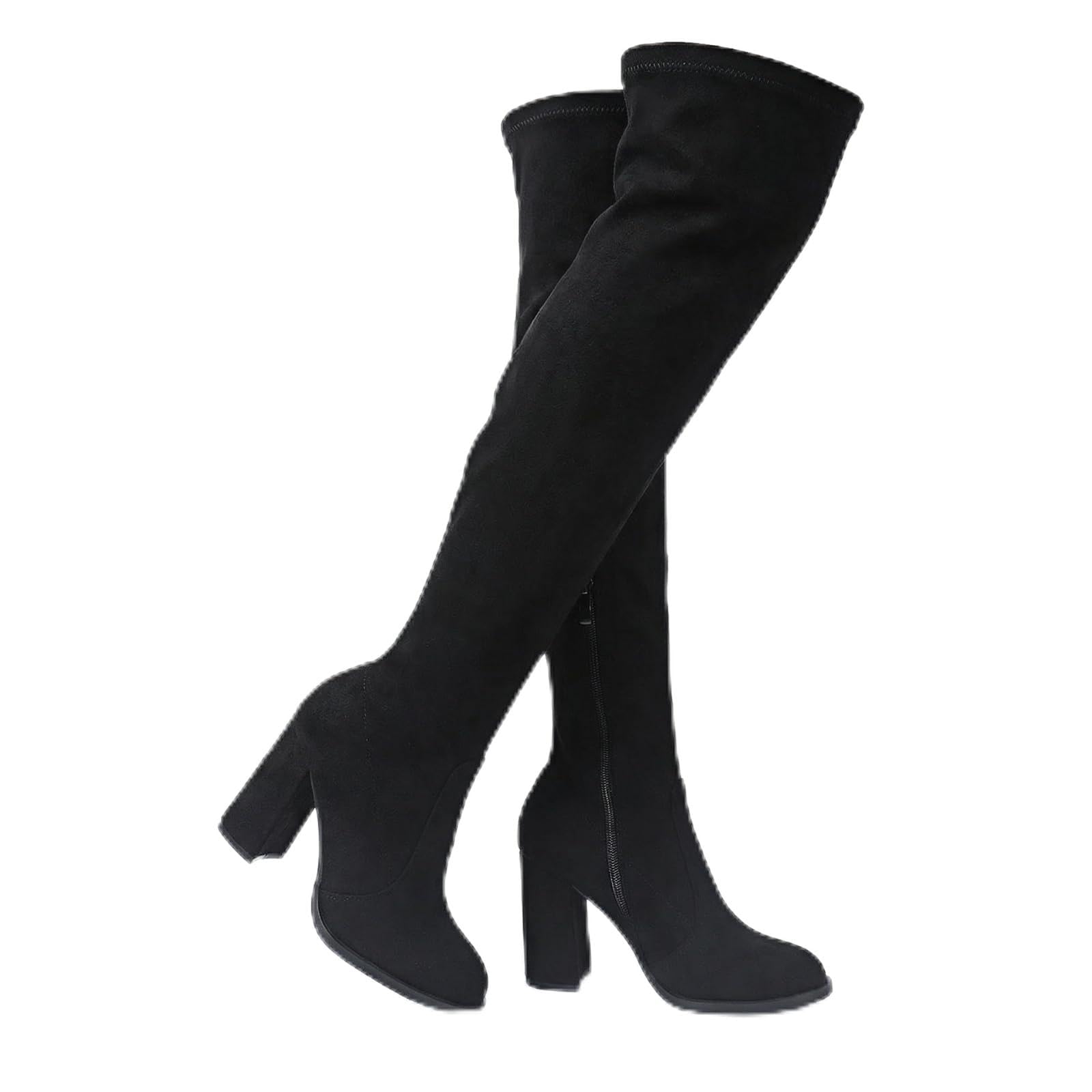 TQYEGQX Women's Knee High Boots,Over The Knee Boots Chunky Heel,Thigh High Boots with Side Zipper, Tall Boots Stylish and Comfy