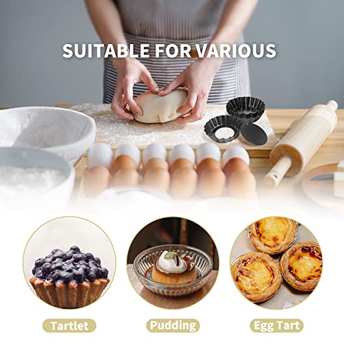 20 Pack Non Stick Mini Tart Tins with Loose Base 3 inch Mini Quiche Tins Removable Bottoms Round Egg Tarts Pan Pie Tin for Baking - Image 4