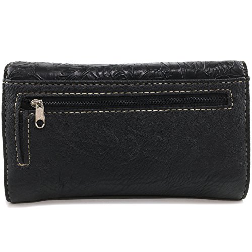 Justin West Tooled Leather Laser Cut Turquoise Rhinestone Cross Concho Studded Shoulder Tote Handbag Purse4